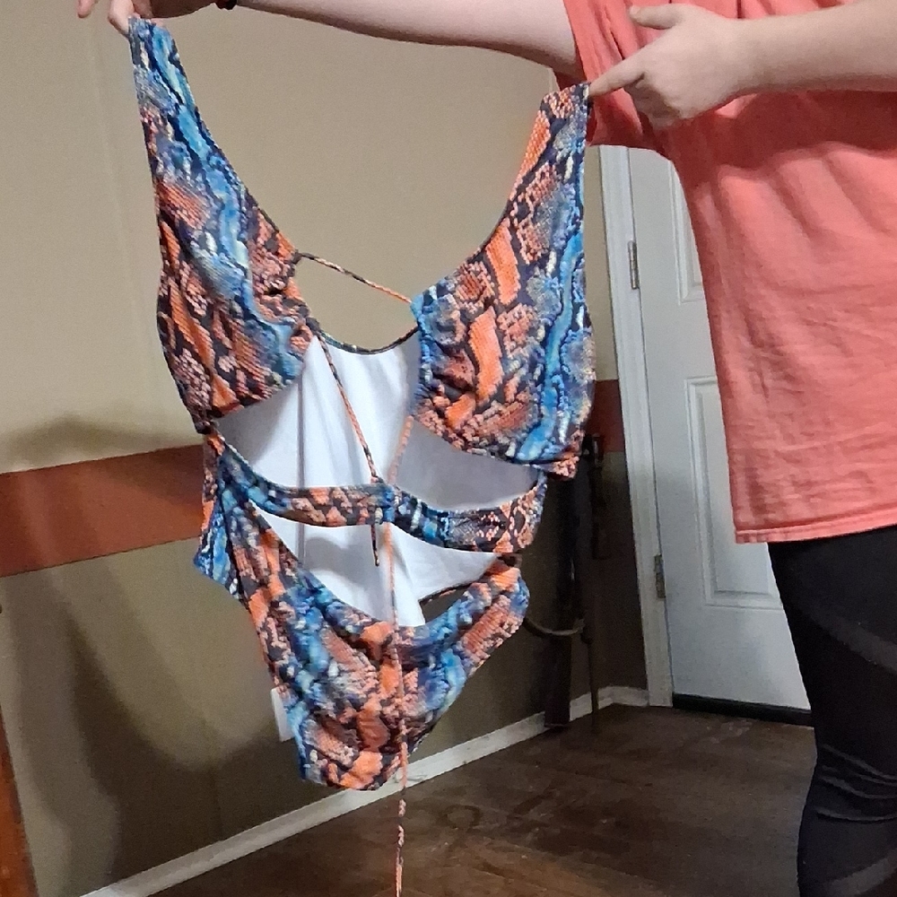 Colorful Snakeskin Print Swimsuit
